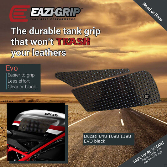 Ducati 848 1098 1198 - Eazi-Grip Evo Tank Grips Traction Pads - STREETFIGHTER 848 EVO - Black