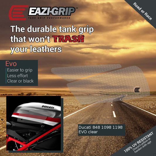 Ducati 848 1098 1198 - Eazi-Grip Evo Tank Grips Traction Pads - 848 STREETFIGHTER EVO - Clear