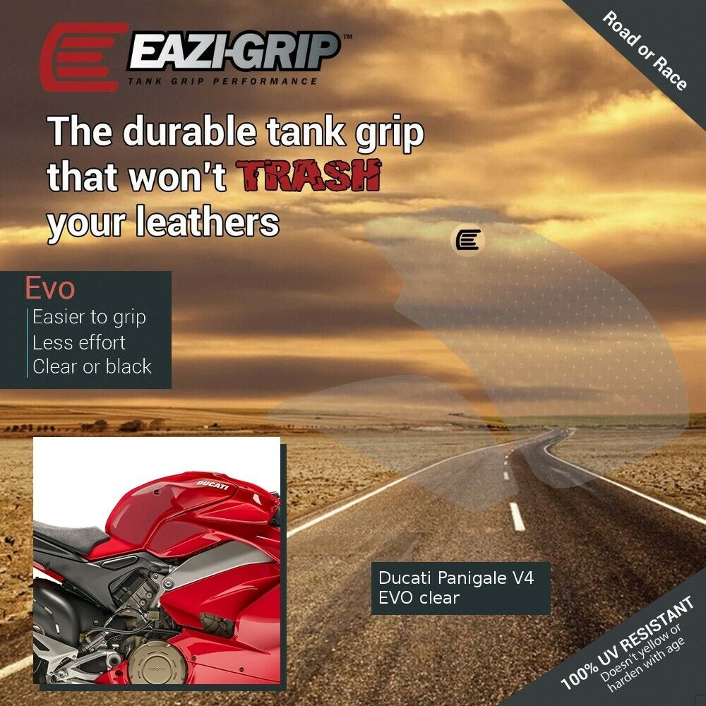Ducati V2 Panigale / Streetfighter Eazi-Grip Evo Tank Grips Traction Pads - Clear
