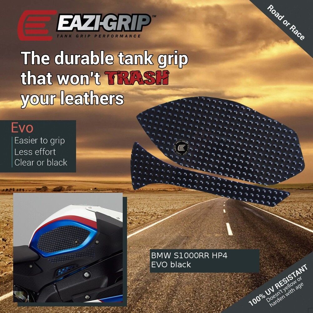 2009 - 2014 BMW S1000RR & HP4 - Eazi-Grip Evo Tank Grips Traction Pads - Black