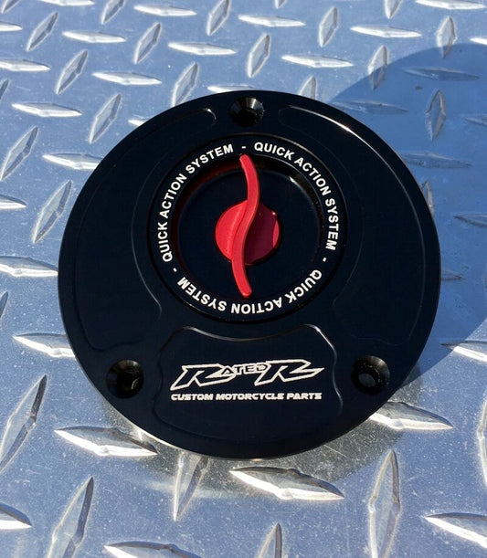 Kawasaki Release Quick Fuel Gas Cap - Z125 650R ER6n ZX6R Z750 Z900RS Z1000 ZX1000 ZX10R ZX14 ZX14R ~ Red