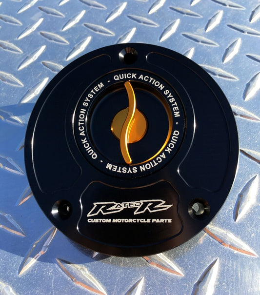 Kawasaki Quick Release Fuel Gas Cap - Z125 650R ER6n ZX6R Z750 Z900RS Z1000 ZX1000 ZX10R ZX14 ZX14R ~ Gold