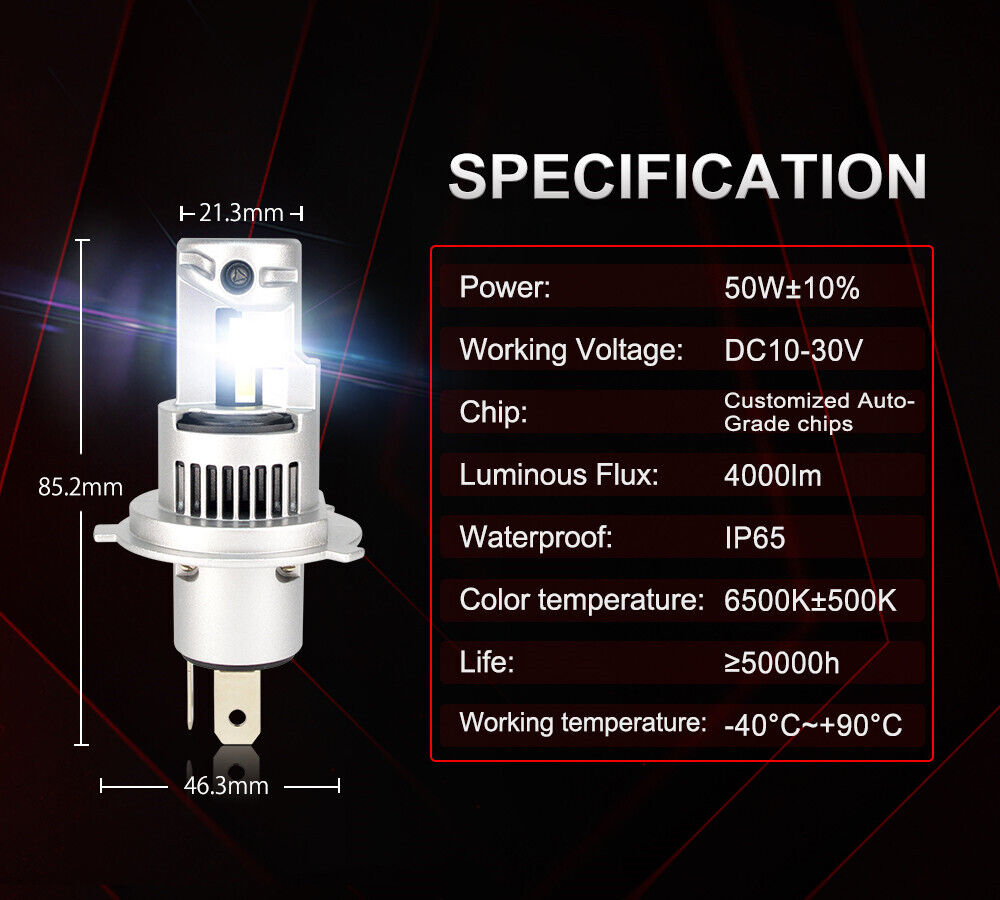 H4 LED Headlight Bulb Globe - Kawasaki KLX250 S KLX300 SM KLX450R Versys-X 300
