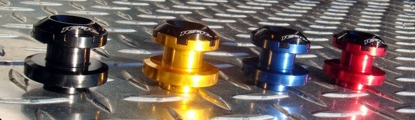 Black 10mm Swingarm Spools - Kawasaki ER6 650R ZX6 ZX9 ZX10 ZX12 ZX14 Z1000 Z800