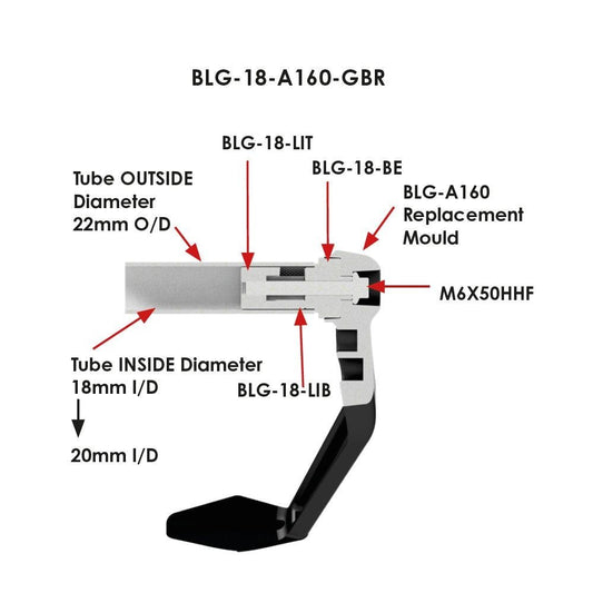 GBRacing Brake Lever Guard Protector Universal 18mm - 20mm ID MV Agusta F3 800